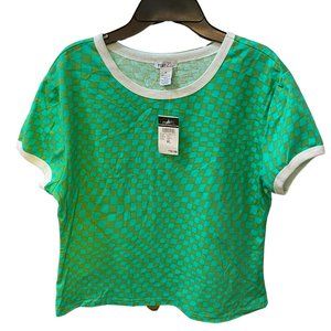 RUE21 GREEN CHECKED WOMEN'S CROP TOP SIZE XL. NWT